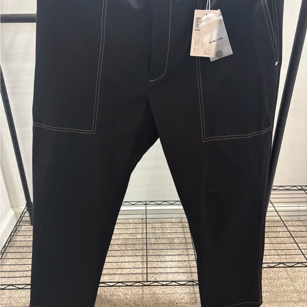 Helmut Lang Black Trousers with Contrast Stitching